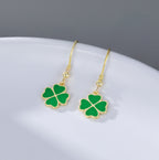 SLUYNZ 925 Sterling Silver Green Clover Earrings Drop for Women Teens Love Clover Dangle Earrings for Spring Summer