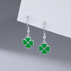 SLUYNZ 925 Sterling Silver Green Clover Earrings Drop for Women Teens Love Clover Dangle Earrings for Spring Summer