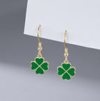 SLUYNZ 925 Sterling Silver Green Clover Earrings Drop for Women Teens Love Clover Dangle Earrings for Spring Summer