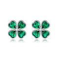 SLUYNZ Solid 925 Sterling Silver Green Clover Earrings Stud for Women Teens Love CZ Clover Stud Earrings for St. Patrick's Day