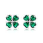 SLUYNZ Solid 925 Sterling Silver Green Clover Earrings Stud for Women Teens Love CZ Clover Stud Earrings for St. Patrick's Day