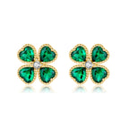 SLUYNZ Solid 925 Sterling Silver Green Clover Earrings Stud for Women Teens Love CZ Clover Stud Earrings for St. Patrick's Day