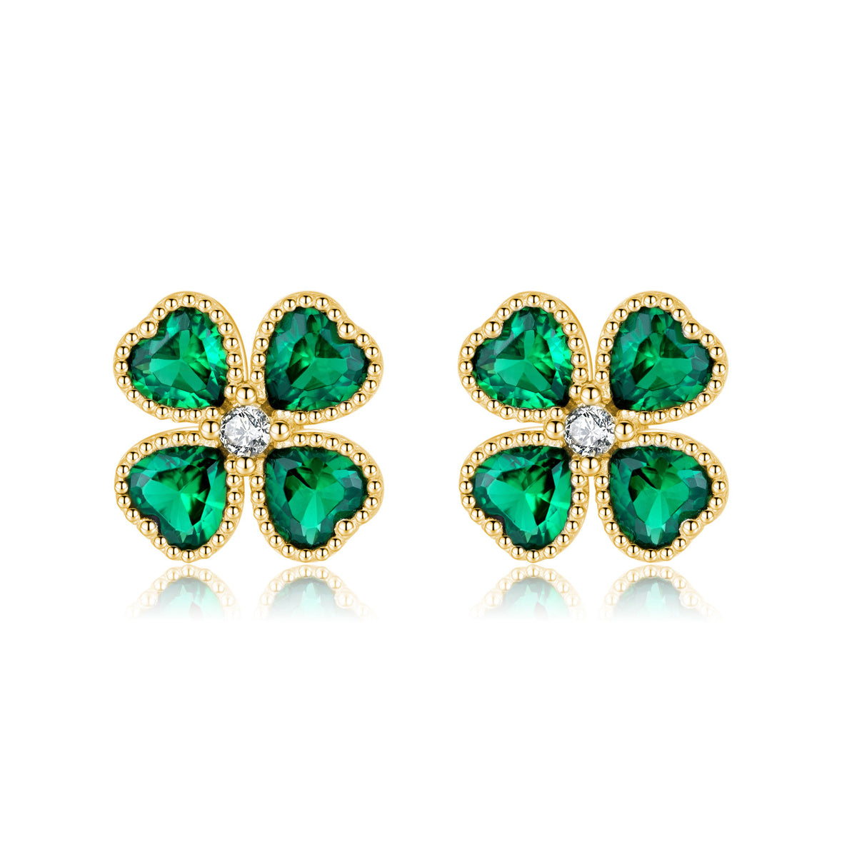 SLUYNZ Solid 925 Sterling Silver Green Clover Earrings Stud for Women Teens Love CZ Clover Stud Earrings for St. Patrick's Day