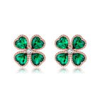 SLUYNZ Solid 925 Sterling Silver Green Clover Earrings Stud for Women Teens Love CZ Clover Stud Earrings for St. Patrick's Day