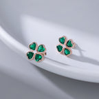 SLUYNZ Solid 925 Sterling Silver Green Clover Earrings Stud for Women Teens Love CZ Clover Stud Earrings for St. Patrick's Day