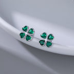 SLUYNZ Solid 925 Sterling Silver Green Clover Earrings Stud for Women Teens Love CZ Clover Stud Earrings for St. Patrick's Day
