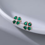 SLUYNZ Solid 925 Sterling Silver Green Clover Earrings Stud for Women Teens Love CZ Clover Stud Earrings for St. Patrick's Day