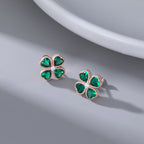SLUYNZ Solid 925 Sterling Silver Green Clover Earrings Stud for Women Teens Love CZ Clover Stud Earrings for St. Patrick's Day
