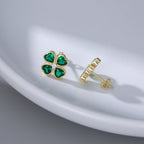SLUYNZ Solid 925 Sterling Silver Green Clover Earrings Stud for Women Teens Love CZ Clover Stud Earrings for St. Patrick's Day
