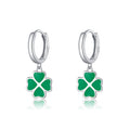SLUYNZ 925 Sterling Silver Green Clover Earrings Hoop for Women Love Four Leaf Clover Hoop Earrings Huggie for Spring Summer