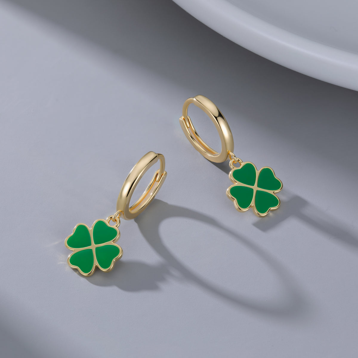SLUYNZ 925 Sterling Silver Green Clover Earrings Hoop for Women Love Four Leaf Clover Hoop Earrings Huggie for Spring Summer