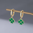 SLUYNZ 925 Sterling Silver Green Clover Earrings Hoop for Women Love Four Leaf Clover Hoop Earrings Huggie for Spring Summer
