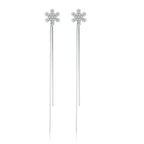 SLUYNZ Solid 925 Sterling Silver Snowflake Earrings Dangle for Women Teens Girls CZ Snowflake Dangle Earrings Chain Christmas Gifts