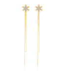 SLUYNZ Solid 925 Sterling Silver Snowflake Earrings Dangle for Women Teens Girls CZ Snowflake Dangle Earrings Chain Christmas Gifts