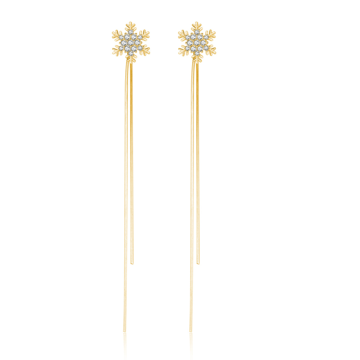 SLUYNZ Solid 925 Sterling Silver Snowflake Earrings Dangle for Women Teens Girls CZ Snowflake Dangle Earrings Chain Christmas Gifts