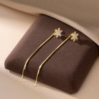 SLUYNZ Solid 925 Sterling Silver Snowflake Earrings Dangle for Women Teens Girls CZ Snowflake Dangle Earrings Chain Christmas Gifts