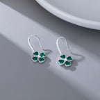 SLUYNZ Solid 925 Sterling Silver CZ Green Clover Earrings Drop for Women Teens Love Four Leaf Clover Dangle Earrings for St. Patrick's Day