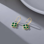 SLUYNZ Solid 925 Sterling Silver CZ Green Clover Earrings Drop for Women Teens Love Four Leaf Clover Dangle Earrings for St. Patrick's Day