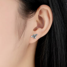 将图片加载到图库查看器，SLUYNZ 925 Sterling Silver Cute Bee Earrings Studs for Women Teen Girls Animal Studs Earrings
