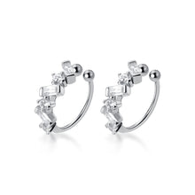 将图片加载到图库查看器，SLUYNZ 925 Sterling Silver CZ Cuff Earrings for Women Teen Girls Small Hoop Earrings No Piercing Cartilage Earrings
