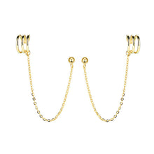 Load image into Gallery viewer, SLUYNZ 925 Sterling Silver Cuff Earrings Chain for Women Teen Girls Crawler Earrings Studs
