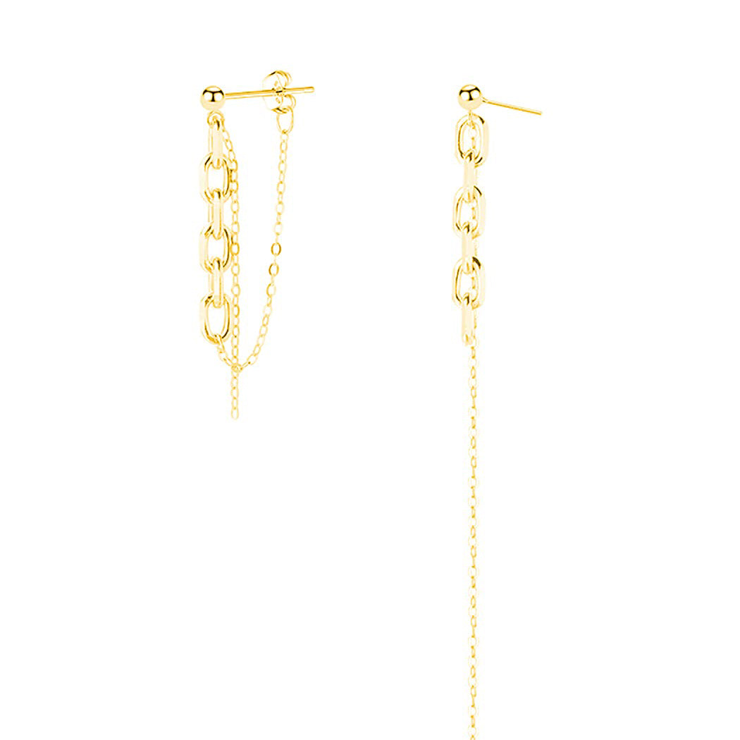SLUYNZ 925 Sterling Silver Chain Dangle Earrings for Women Teen Girls Asymmetric Tassel Earrings