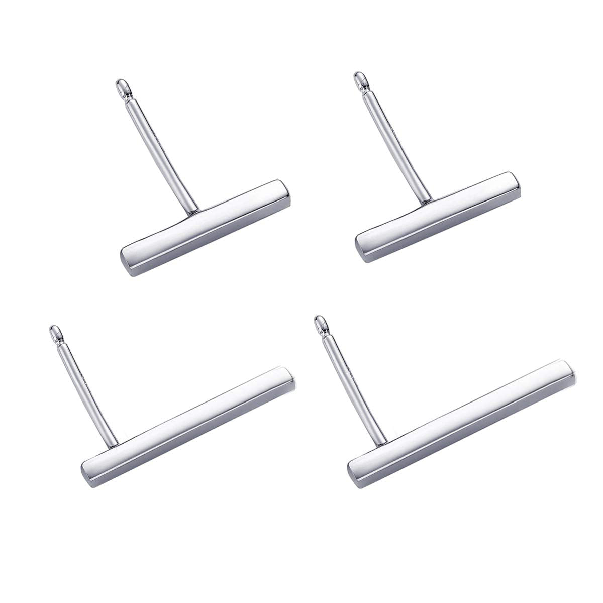 SLUYNZ 925 Sterling Silver Bar Studs Earrings Set for Women Teen Girls Two Pairs of Square Flat Bar Stud Earrings