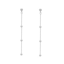 将图片加载到图库查看器，SLUYNZ 925 Sterling Silver Long Dangle Earrings Tassel for Women Teen Girls Cute Ball Chain Earrings Studs
