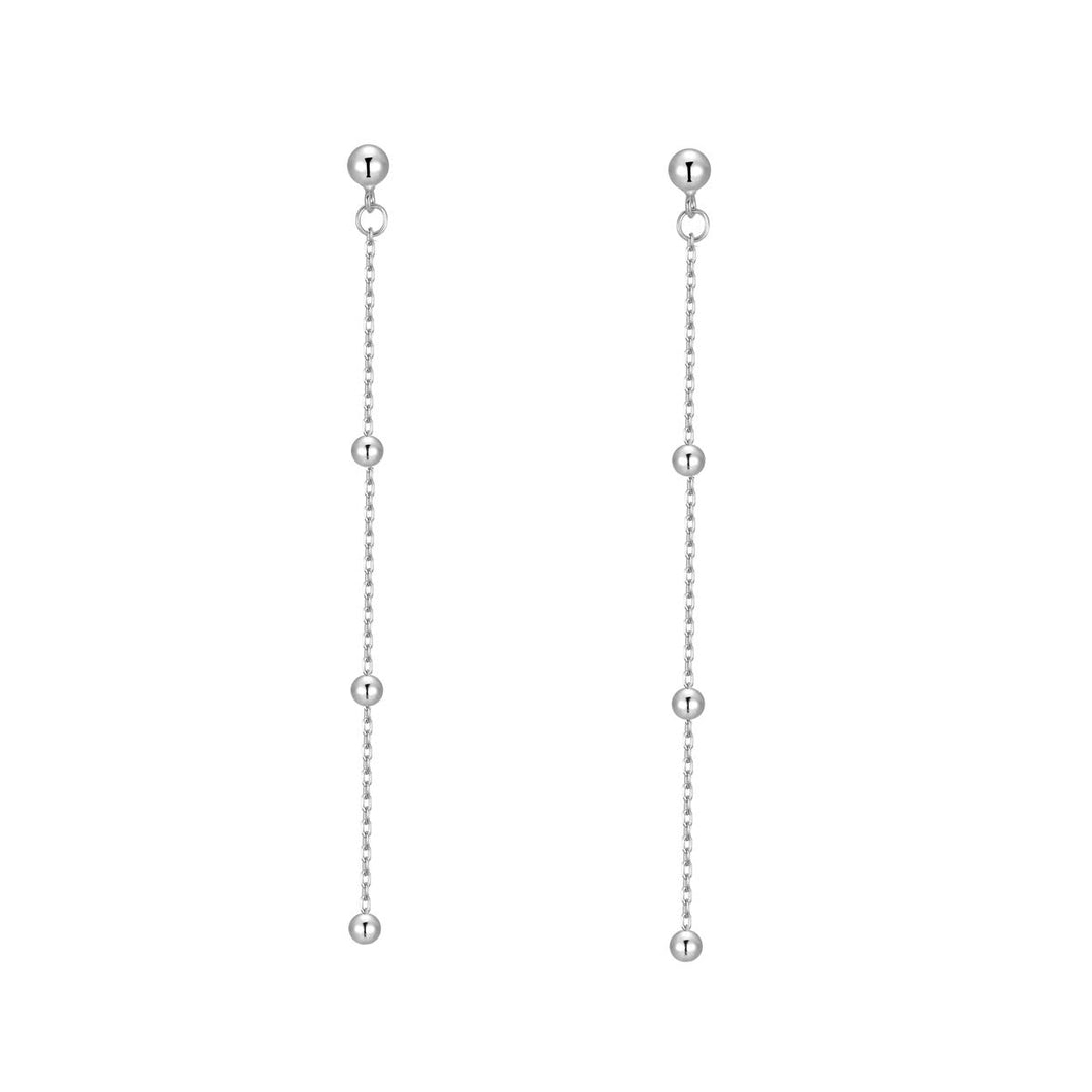 SLUYNZ 925 Sterling Silver Long Dangle Earrings Tassel for Women Teen Girls Cute Ball Chain Earrings Studs