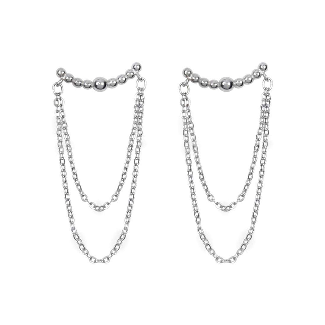 SLUYNZ 925 Sterling Silver Dangle Earrings Chain for Women Teen Girls Minimalist Bar Tassel Chain Earrings
