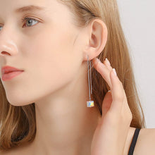将图片加载到图库查看器，SLUYNZ 925 Sterling Silver Dangle Earrings Chain for Women Teen Girls Dream Catcher Threader Earrings Crystal Drop Earrings (CZ Crystal Dangle)
