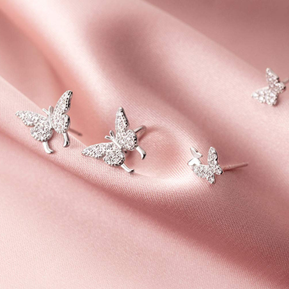 SLUYNZ 925 Sterling Silver Butterfly Earrings Cuff for Women Teen Girls Delicate Butterfly Studs Earrings Cartilage Earrings
