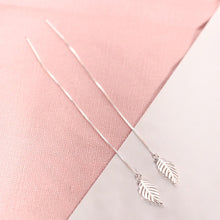 Load image into Gallery viewer, SLUYNZ 925 Sterling Silver Leaf Dangle Earrings Chain for Women Teen Girls Ear Line Threader Earrings
