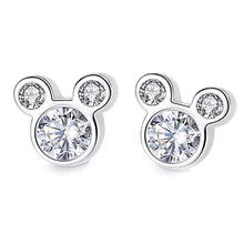 将图片加载到图库查看器，SLUYNZ Mouse Earrings for Women Teen Girls 925 Sterling Silver Crystals Mouse Studs Earrings
