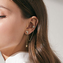 Load image into Gallery viewer, SLUYNZ 925 Sterling Silver Cuff Earrings Chain for Women Asymmetric Star Moon Earrings Crawler Earrings Dangling Chain

