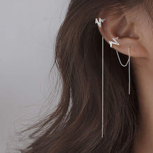 将图片加载到图库查看器，SLUYNZ 925 Sterling Silver CZ Wave Cuff Earrings Chain for Women Teen Girls Crawler Earrings Climber Earrings

