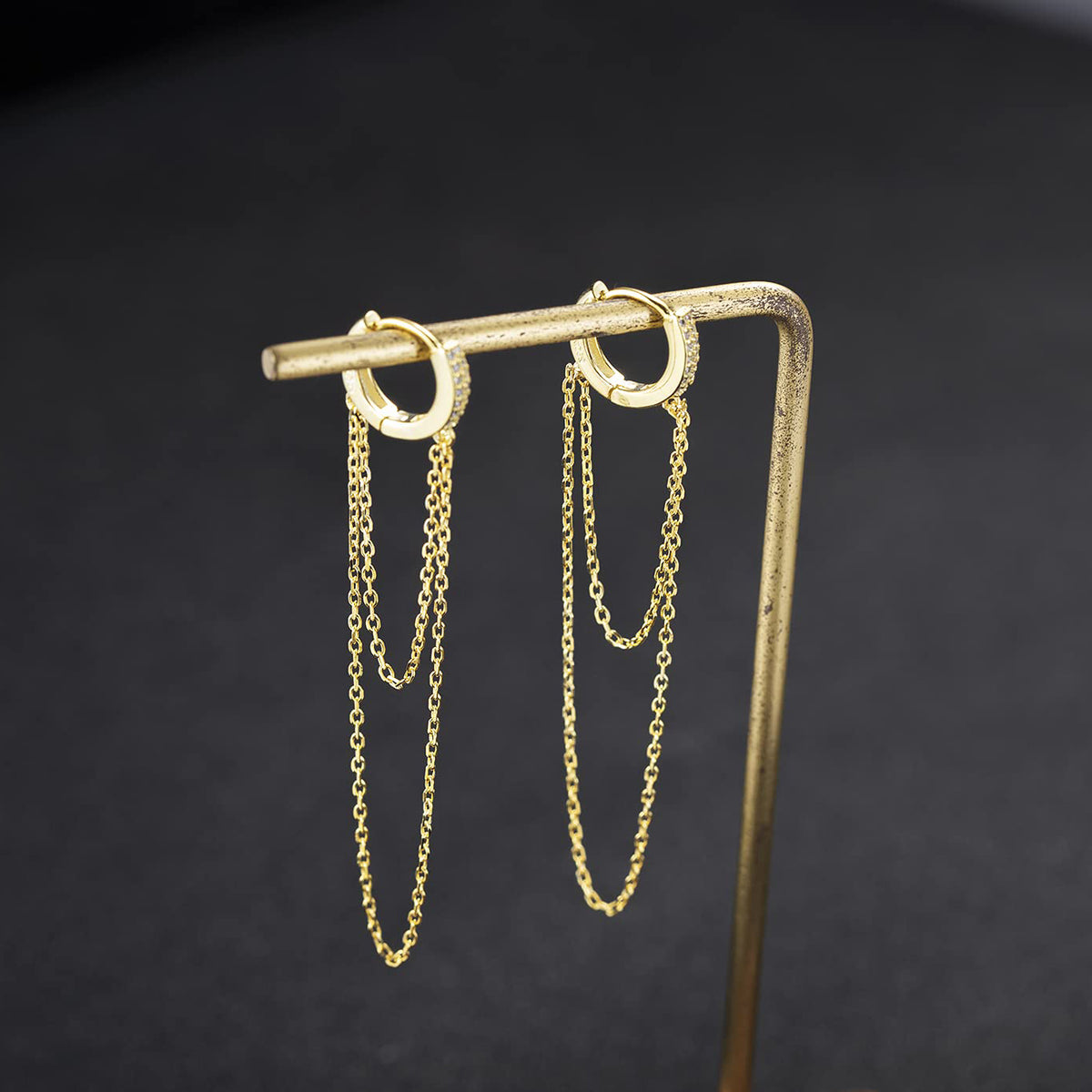 SLUYNZ 925 Sterling Silver CZ Hoop Earrings Tassel Chain for Women Teen Girls Small Hoop Earrings Dangle Earrings