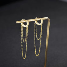 Load image into Gallery viewer, SLUYNZ 925 Sterling Silver CZ Hoop Earrings Tassel Chain for Women Teen Girls Small Hoop Earrings Dangle Earrings
