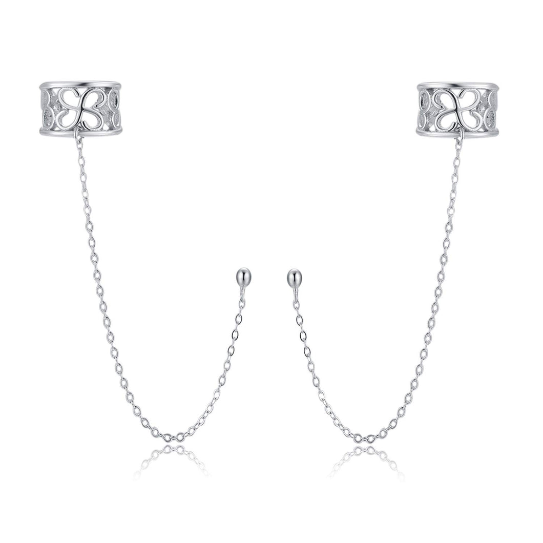 SLUYNZ 925 Sterling Silver Cuff Earrings Chain Studs for Women Teen Girls Cartilage Earrings Crawler Earrings Wrap