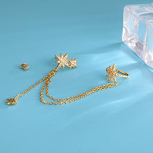 将图片加载到图库查看器，SLUYNZ 925 Sterling Silver Fashion Star Cuff Earring Chain for Women Teen Girls Star Crawler Earring Wrap Earrings
