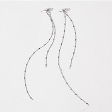 Load image into Gallery viewer, SLUYNZ 925 Sterling Silver CZ Studs 6.3inch Long Chain Earrings Dangle for Women Teen Girls Line Earrings Chain Backs
