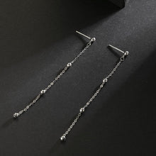 将图片加载到图库查看器，SLUYNZ 925 Sterling Silver Long Dangle Earrings Tassel for Women Teen Girls Cute Ball Chain Earrings Studs
