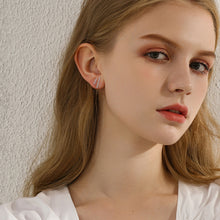 将图片加载到图库查看器，SLUYNZ 925 Sterling Silver Bar Studs Earrings Set for Women Teen Girls Two Pairs of Square Flat Bar Stud Earrings
