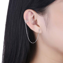 将图片加载到图库查看器，SLUYNZ 925 Sterling Silver Cuff Earrings Chain Studs for Women Teen Girls Cartilage Earrings Crawler Earrings Wrap
