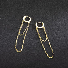Load image into Gallery viewer, SLUYNZ 925 Sterling Silver CZ Hoop Earrings Tassel Chain for Women Teen Girls Small Hoop Earrings Dangle Earrings
