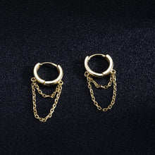 将图片加载到图库查看器，SLUYNZ 925 Sterling Silver Dangle Earrings Tassel for Women Teen Girls Minimalist Hoop Drop Earrings Chain
