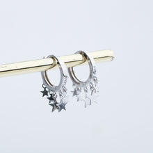 Load image into Gallery viewer, SLUYNZ 925 Sterling Silver Star Hoop Earrings for Women Teen Girls Shiny Star Earrings Hoop
