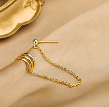 将图片加载到图库查看器，SLUYNZ 925 Sterling Silver Cuff Earrings Chain for Women Teen Girls Crawler Earrings Studs
