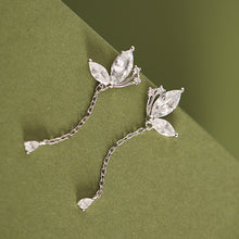 将图片加载到图库查看器，SLUYNZ 925 Sterling Silver Butterfly Drop Earrings for Women Teen CZ Stones Water Dangle Earrings Chain
