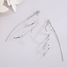 Load image into Gallery viewer, SLUYNZ 925 Sterling Silver Curve Threader Earrings Chain for Women Girls Wave Earring Dangle Earring Tassel
